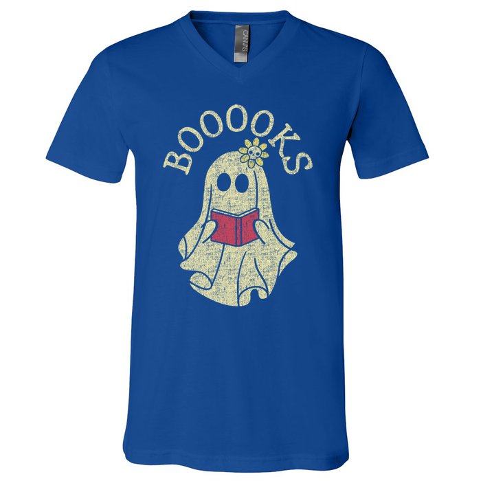 Boooooks Funny Ghost Reading Books Gift V-Neck T-Shirt