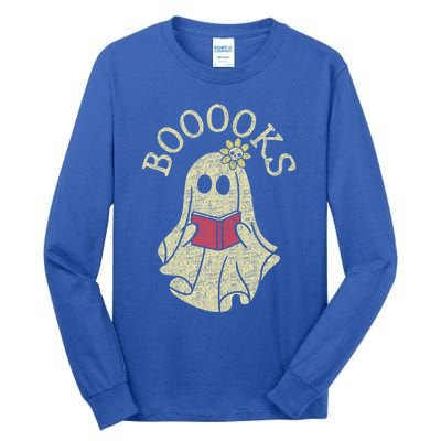 Boooooks Funny Ghost Reading Books Gift Tall Long Sleeve T-Shirt