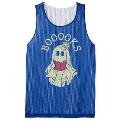 Boooooks Funny Ghost Reading Books Gift Mesh Reversible Basketball Jersey Tank