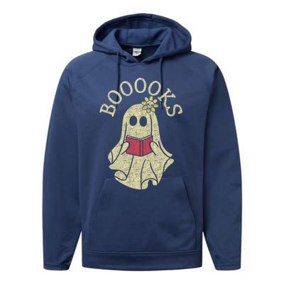 Boooooks Funny Ghost Reading Books Gift Performance Fleece Hoodie