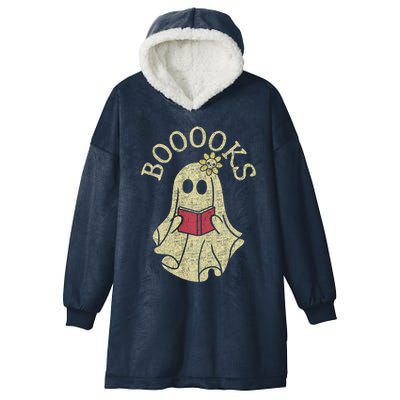 Boooooks Funny Ghost Reading Books Gift Hooded Wearable Blanket