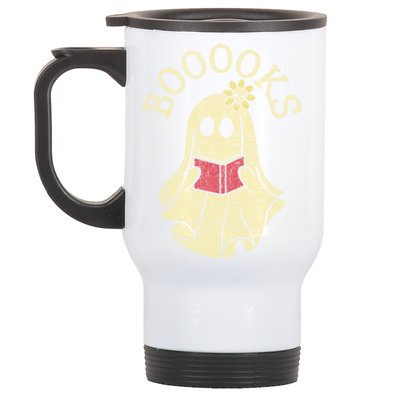 Boooooks Funny Ghost Reading Books Gift Stainless Steel Travel Mug