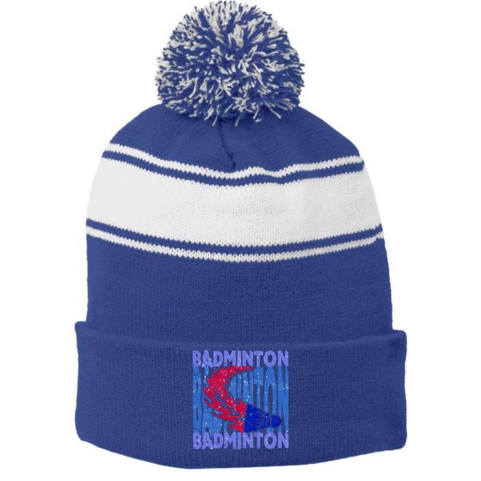 Badminton Funny Gift Stripe Pom Pom Beanie