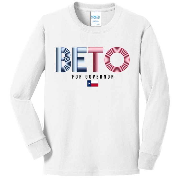 Beto For Governor Texas Flag Kids Long Sleeve Shirt