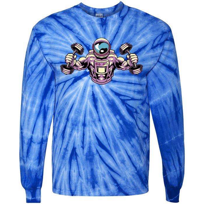 Bodybuilding Fitness Gym Gift Space Astronaut Bodybuilder Great Gift Tie-Dye Long Sleeve Shirt