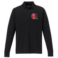 Basketball Funny Gift Team Play Like A Girl Basketball Performance Long Sleeve Polo