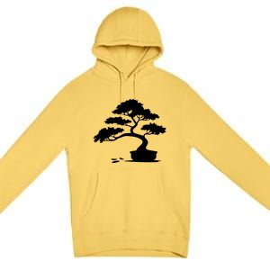 Bonsai Funny Gift Bonsai Tree Gift Mini Tree Silhouette Cushion Funny Gift Premium Pullover Hoodie