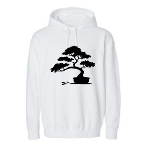 Bonsai Funny Gift Bonsai Tree Gift Mini Tree Silhouette Cushion Funny Gift Garment-Dyed Fleece Hoodie