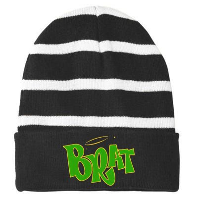 Brat Funny Gift Striped Beanie with Solid Band