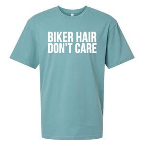 Biker Funny Gift Meaningful Gift Biker Hair Don't Care Gift Sueded Cloud Jersey T-Shirt