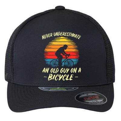 Bicycle Fathersday Grandpa Outdoor Cyclist Flexfit Unipanel Trucker Cap