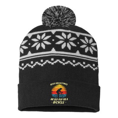 Bicycle Fathersday Grandpa Outdoor Cyclist USA-Made Snowflake Beanie