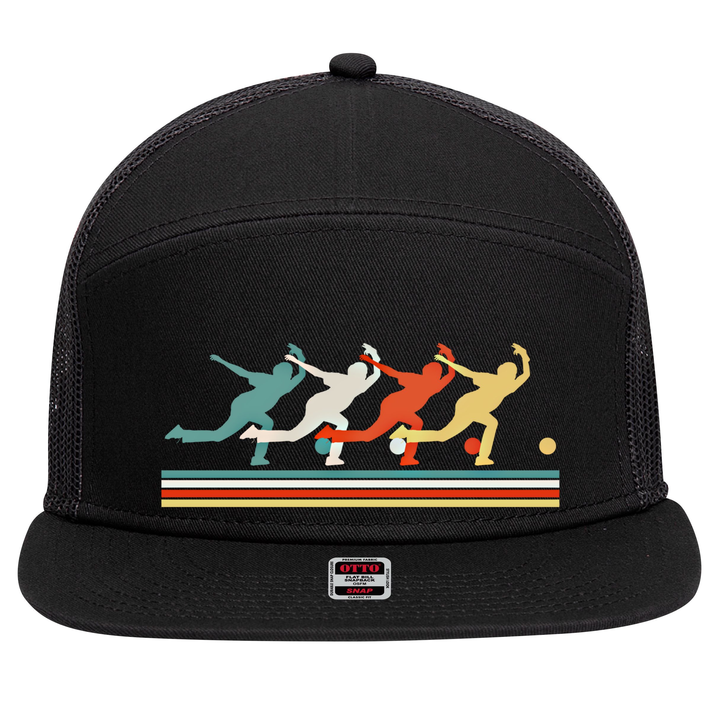 Bowling Funny Gift 7 Panel Mesh Trucker Snapback Hat