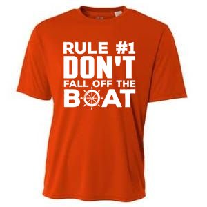 Boating Funny Gift Rule #1 Dont Fall Off The Boat Funny Saying Gift Cooling Performance Crew T-Shirt