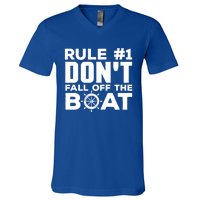 Boating Funny Gift Rule #1 Dont Fall Off The Boat Funny Saying Gift V-Neck T-Shirt