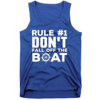 Boating Funny Gift Rule #1 Dont Fall Off The Boat Funny Saying Gift Tank Top