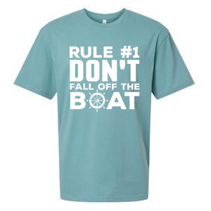 Boating Funny Gift Rule #1 Dont Fall Off The Boat Funny Saying Gift Sueded Cloud Jersey T-Shirt