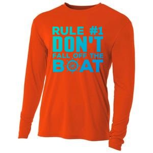 Boating Funny Gift Rule #1 Dont Fall Off The Boat Funny Saying Gift Cooling Performance Long Sleeve Crew