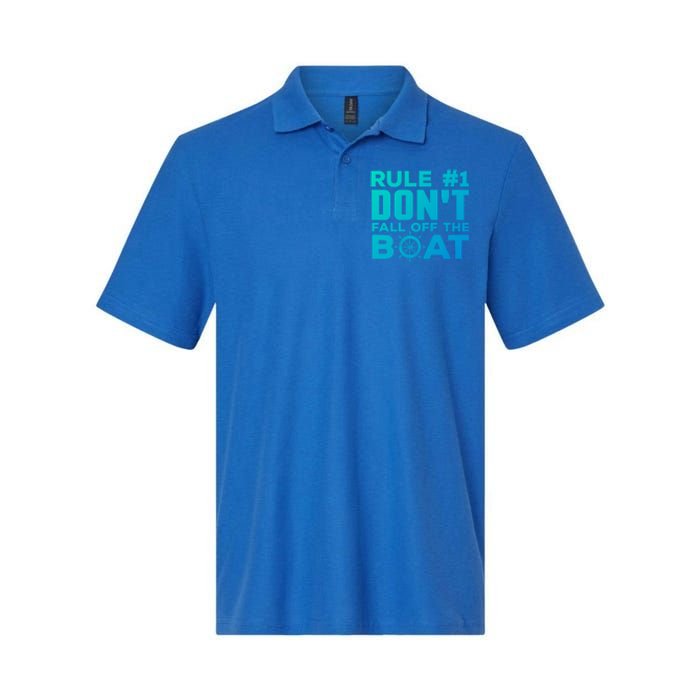 Boating Funny Gift Rule #1 Dont Fall Off The Boat Funny Saying Gift Softstyle Adult Sport Polo