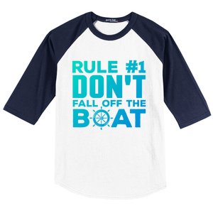 Boating Funny Gift Rule #1 Dont Fall Off The Boat Funny Saying Gift Baseball Sleeve Shirt