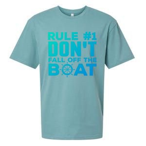 Boating Funny Gift Rule #1 Dont Fall Off The Boat Funny Saying Gift Sueded Cloud Jersey T-Shirt