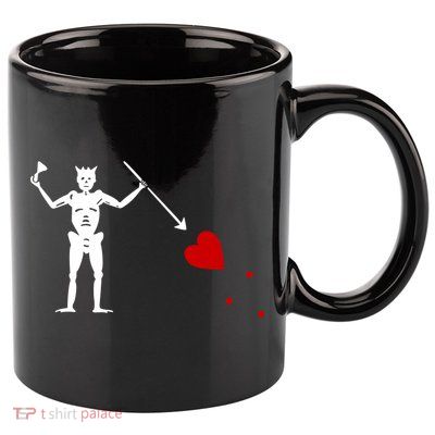 Blackbeard Flag Gift Jolly Roger Skull And Crossbones 11oz C Handle Ceramic Mug