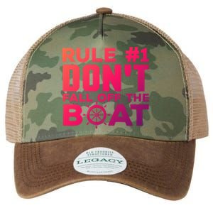 Boating Funny Gift Rule #1 Dont Fall Off The Boat Funny Saying Gift Legacy Tie Dye Trucker Hat