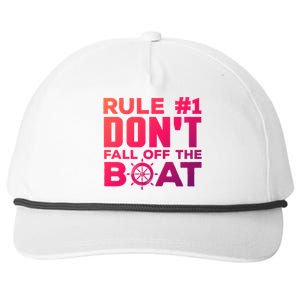 Boating Funny Gift Rule #1 Dont Fall Off The Boat Funny Saying Gift Snapback Five-Panel Rope Hat