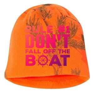 Boating Funny Gift Rule #1 Dont Fall Off The Boat Funny Saying Gift Kati - Camo Knit Beanie