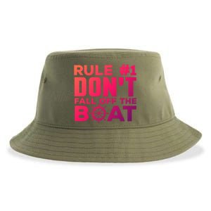 Boating Funny Gift Rule #1 Dont Fall Off The Boat Funny Saying Gift Sustainable Bucket Hat