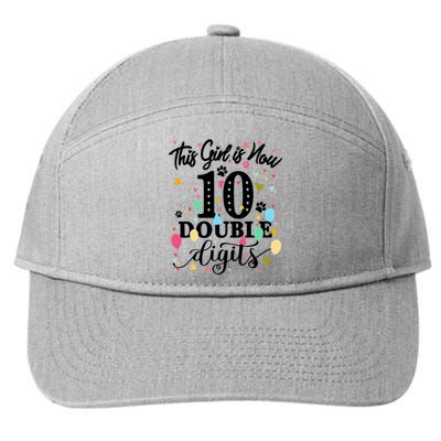 Birthday Funny Gift 10 Yrs Old This Girl Is Now 10 Double Digits Gift 7-Panel Snapback Hat