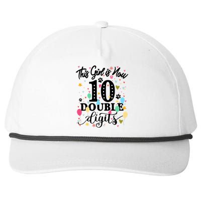 Birthday Funny Gift 10 Yrs Old This Girl Is Now 10 Double Digits Gift Snapback Five-Panel Rope Hat