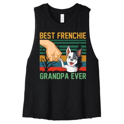 Best Frenchie Grandpa Ever Women's Racerback Cropped Tank