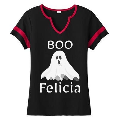 Boo Felicia Ghost Halloween Funny Spooky Gift Ladies Halftime Notch Neck Tee