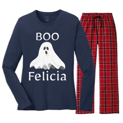 Boo Felicia Ghost Halloween Funny Spooky Gift Women's Long Sleeve Flannel Pajama Set 