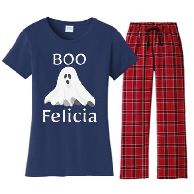 Boo Felicia Ghost Halloween Funny Spooky Gift Women's Flannel Pajama Set