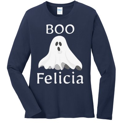 Boo Felicia Ghost Halloween Funny Spooky Gift Ladies Long Sleeve Shirt