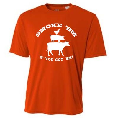 Bbq Funny Gift Meat Smoking Barbecue Gift Grilling Dad Cooling Performance Crew T-Shirt