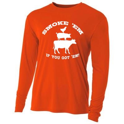 Bbq Funny Gift Meat Smoking Barbecue Gift Grilling Dad Cooling Performance Long Sleeve Crew