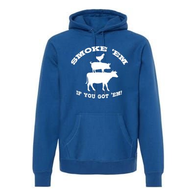 Bbq Funny Gift Meat Smoking Barbecue Gift Grilling Dad Premium Hoodie