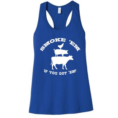 Bbq Funny Gift Meat Smoking Barbecue Gift Grilling Dad Women's Racerback Tank