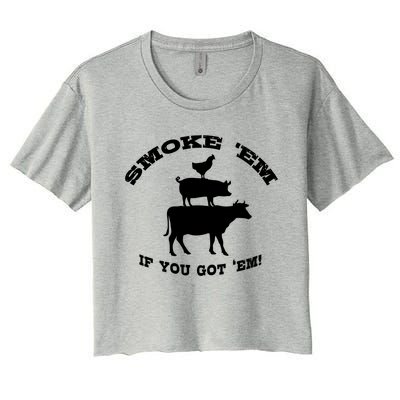 Bbq Funny Gift Meat Smoking Barbecue Gift Grilling Dad Women's Crop Top Tee