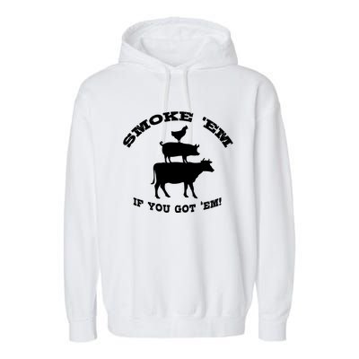 Bbq Funny Gift Meat Smoking Barbecue Gift Grilling Dad Garment-Dyed Fleece Hoodie