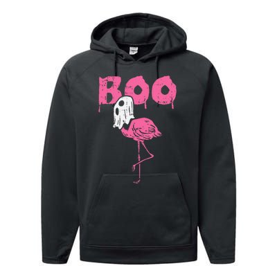 Boo Flamingo Ghost Fun Halloween Animal Bird Performance Fleece Hoodie