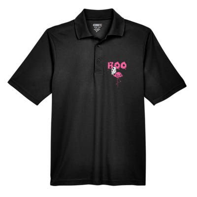 Boo Flamingo Ghost Fun Halloween Animal Bird Men's Origin Performance Pique Polo