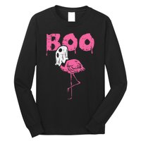 Boo Flamingo Ghost Fun Halloween Animal Bird Long Sleeve Shirt