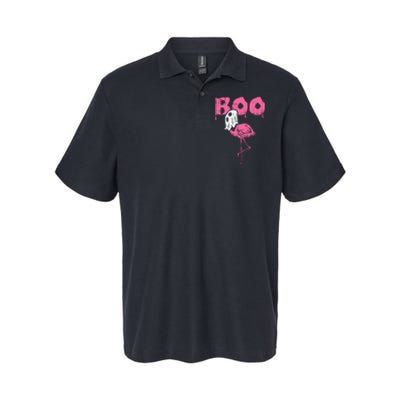 Boo Flamingo Ghost Fun Halloween Animal Bird Softstyle Adult Sport Polo