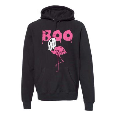 Boo Flamingo Ghost Fun Halloween Animal Bird Premium Hoodie