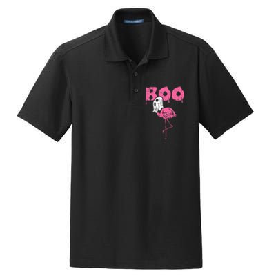 Boo Flamingo Ghost Fun Halloween Animal Bird Dry Zone Grid Polo