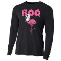 Boo Flamingo Ghost Fun Halloween Animal Bird Cooling Performance Long Sleeve Crew